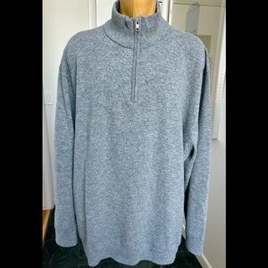 QUINCE MENS MONGOLIAN 100% CASHMERE WOOL SWEATER HEATHER GRAY QUARTER ZIP 3XL